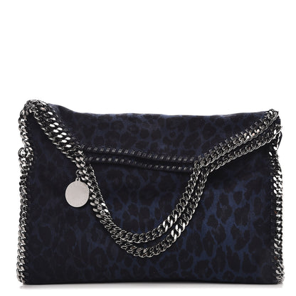Stella McCartney Shaggy Deer Leopard Print Falabella Fold Over Tote Blue Sapphire 1 of 7