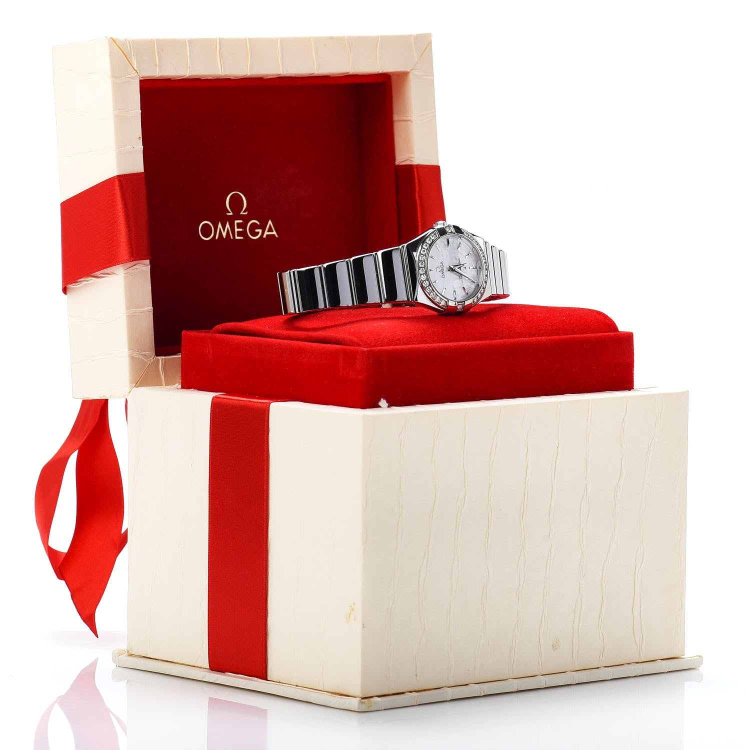 Omega Stainless Steel Diamond Bezel Mother of Pearl 24mm Constellation Quartz Watch 123.15.24.60.05.002 5 of 5