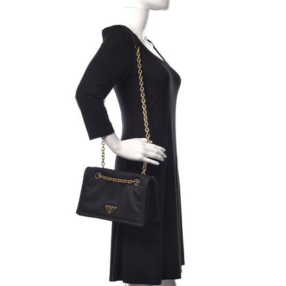 Prada Nylon Tessuto Chain Shoulder Bag Black 2 of 9