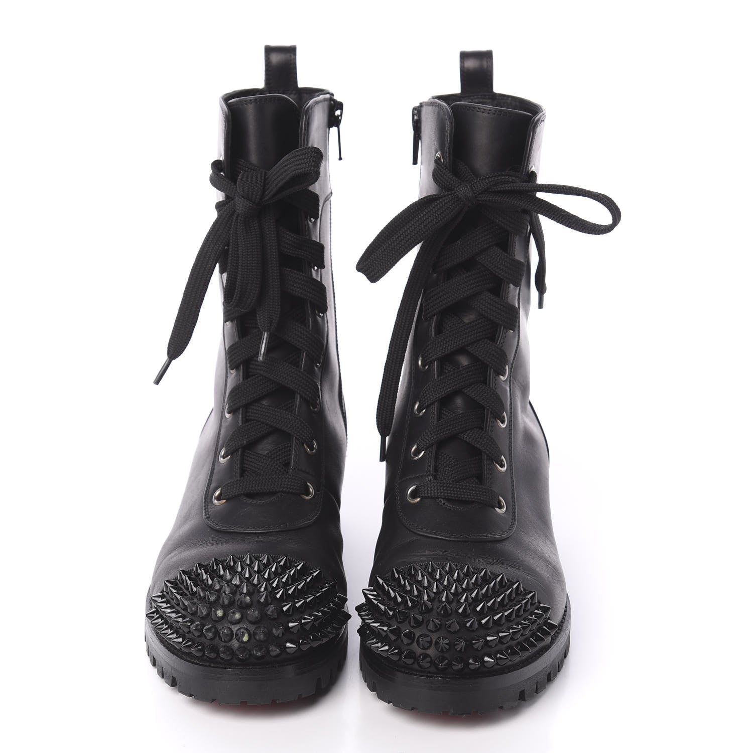 Christian Louboutin Calfskin Spikes TS Croc Flat Boots 37 Black 2 of 7