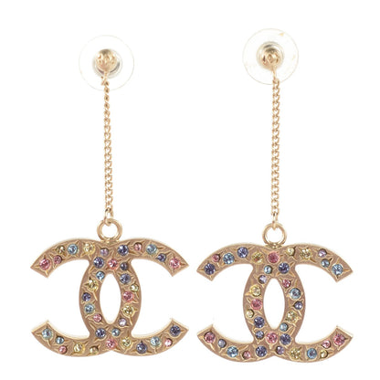 Chanel Crystal CC Drop Earrings Gold Multicolor 1 of 4
