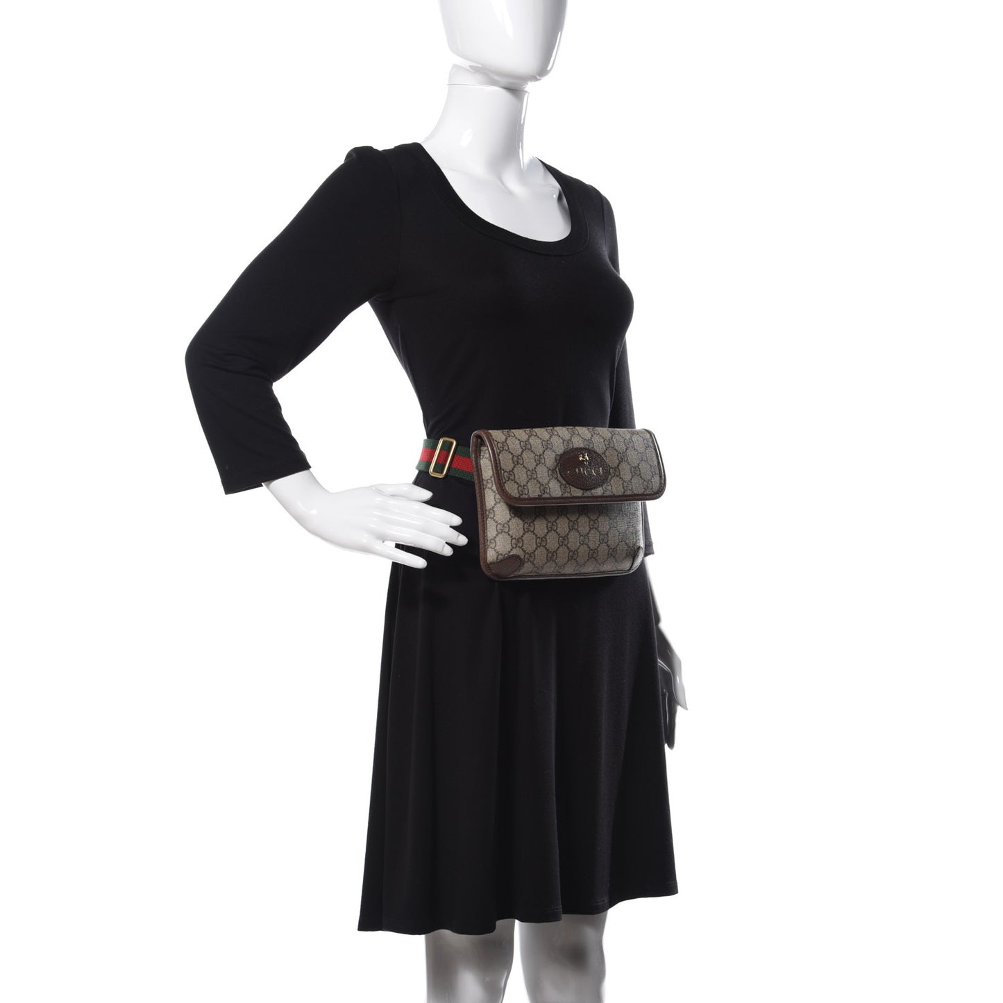 GG Supreme Monogram Neo Vintage Web Belt Bag Brown