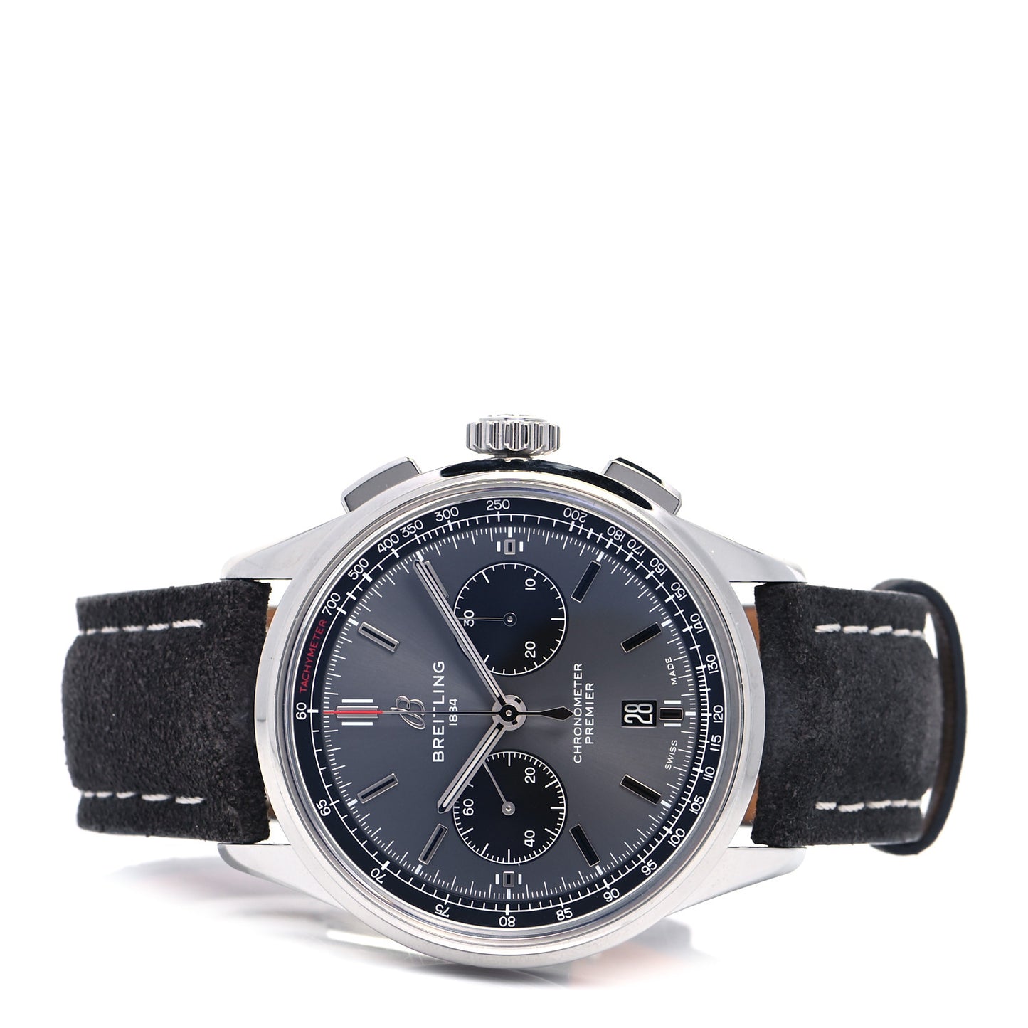 Stainless Steel Calfskin 42mm Premier B01 Chronograph Automatic Watch Grey AB0118221B1P2