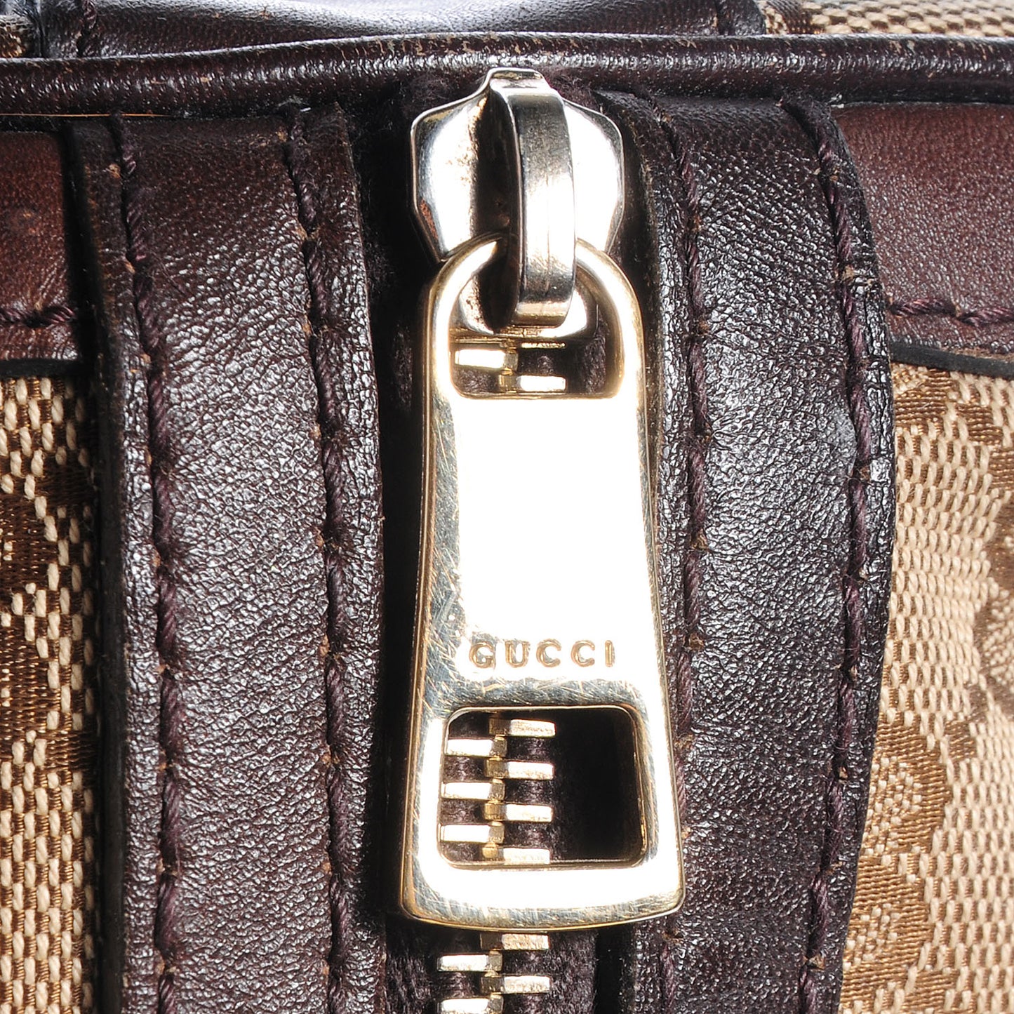 Monogram Selleria Calfskin Vintage Web Medium Boston Beige Ebony Cocoa