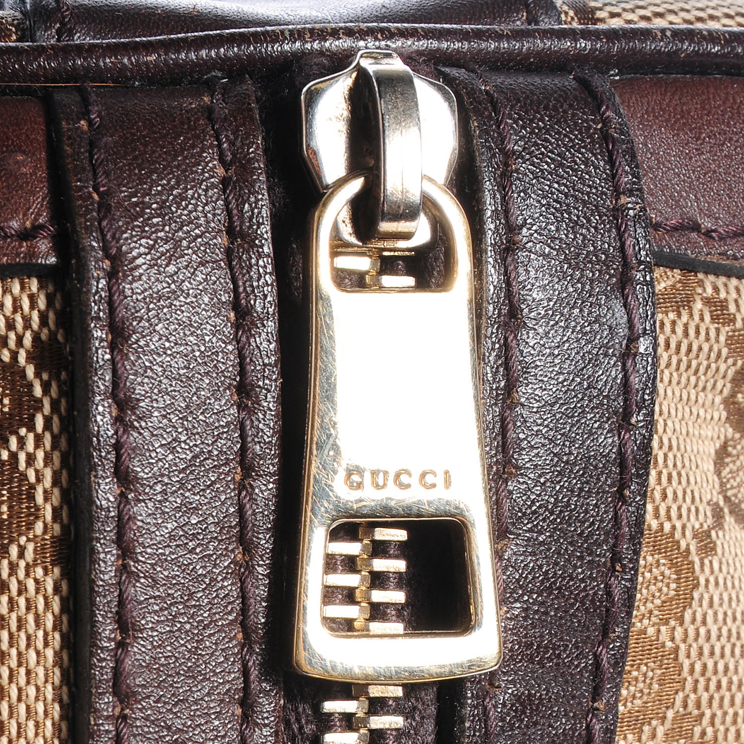 Gucci Monogram Selleria Calfskin Vintage Web Medium Boston Beige Ebony Cocoa 6 of 9