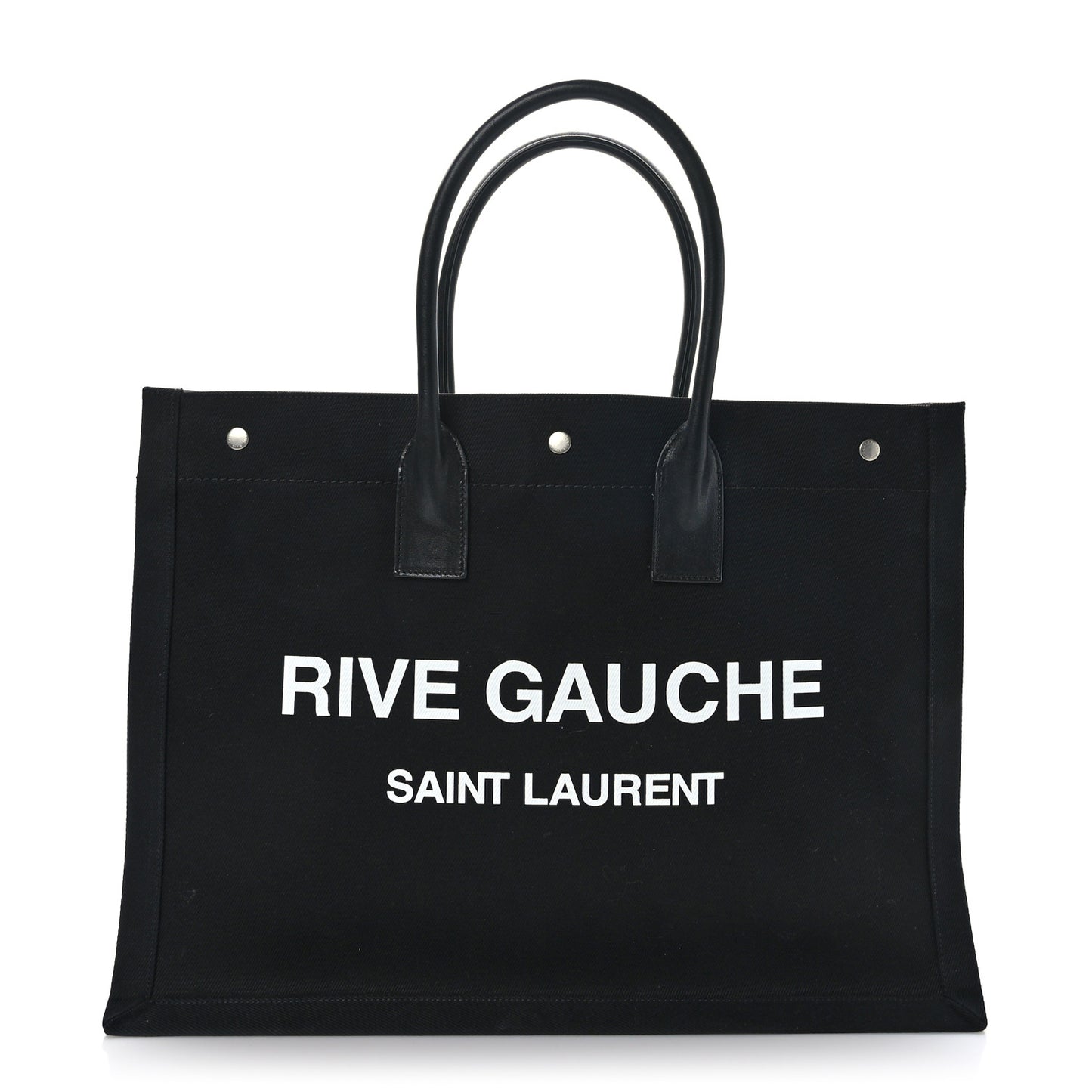Linen Calfskin Rive Gauche Tote Black