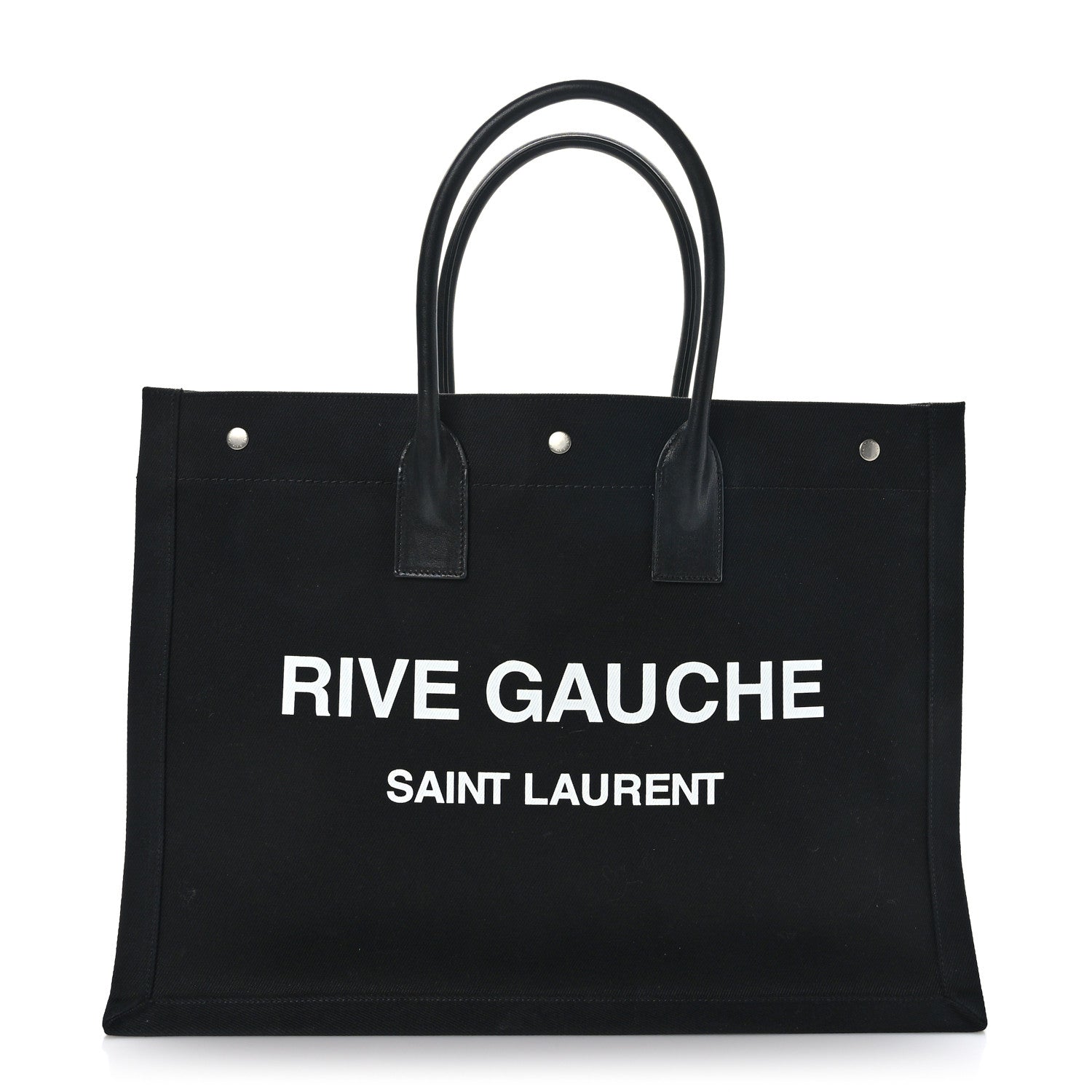 Saint Laurent Linen Calfskin Rive Gauche Tote Black 1 of 8