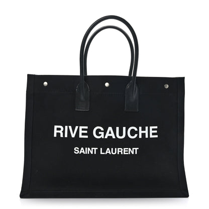 Saint Laurent Linen Calfskin Rive Gauche Tote Black 1 of 8