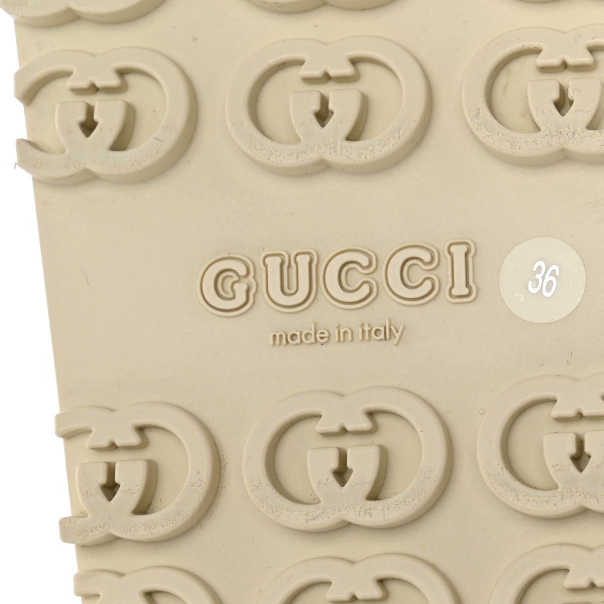 Cubic Rubber GG Monogram Womens Interlocking G Platform 42mm Slide Sandals 36 Beige Ebony