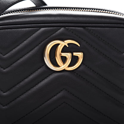 Gucci Calfskin Matelasse Mini GG Marmont Chain Shoulder Bag Black 10 of 11
