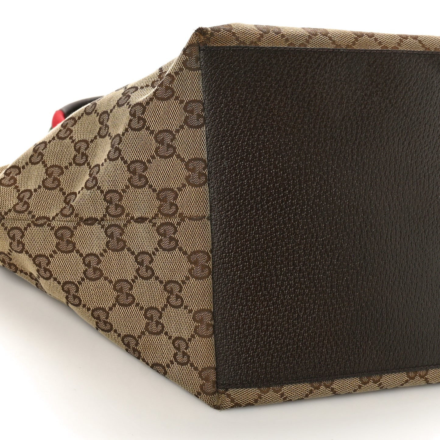 GG Monogram Small Web Handle Bucket Tote Dark Brown