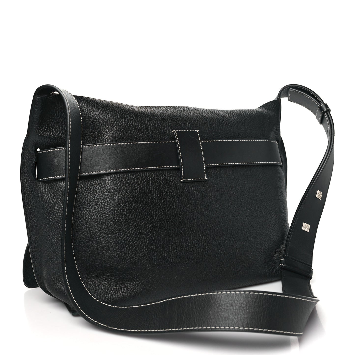 Grained Calfskin Small Bolso Belt Messenger Bag Black