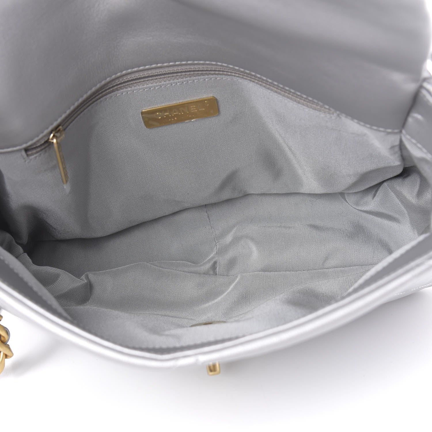 Chanel Metallic Goatskin Quilted Large 19 Flap Silver 5 of 11