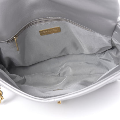 Chanel Metallic Goatskin Quilted Large 19 Flap Silver 5 of 11