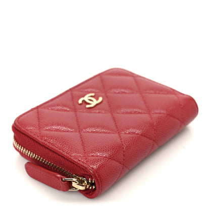 Chanel Caviar Quilted Zip Coin Purse Red 4 of 9
