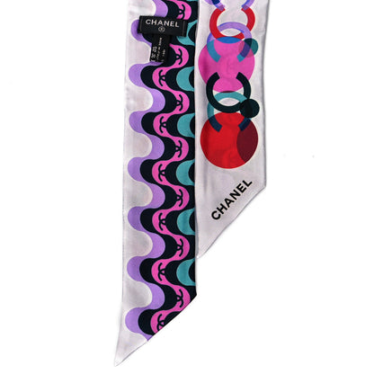 Chanel Silk CC Slim Bandeau Pink Purple White Black Multicolor 2 of 3