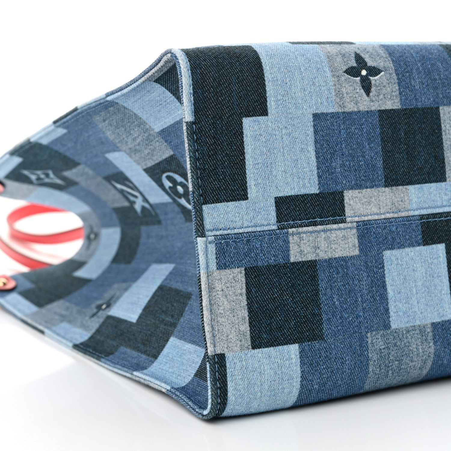 Louis Vuitton Denim Damier Monogram Onthego Blue Rouge 8 of 9