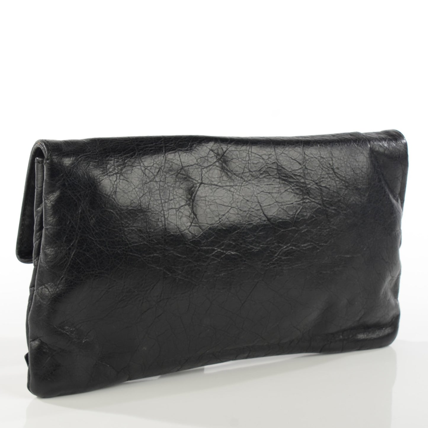 Agneau Giant 21 Silver Hardware Envelope Clutch Black