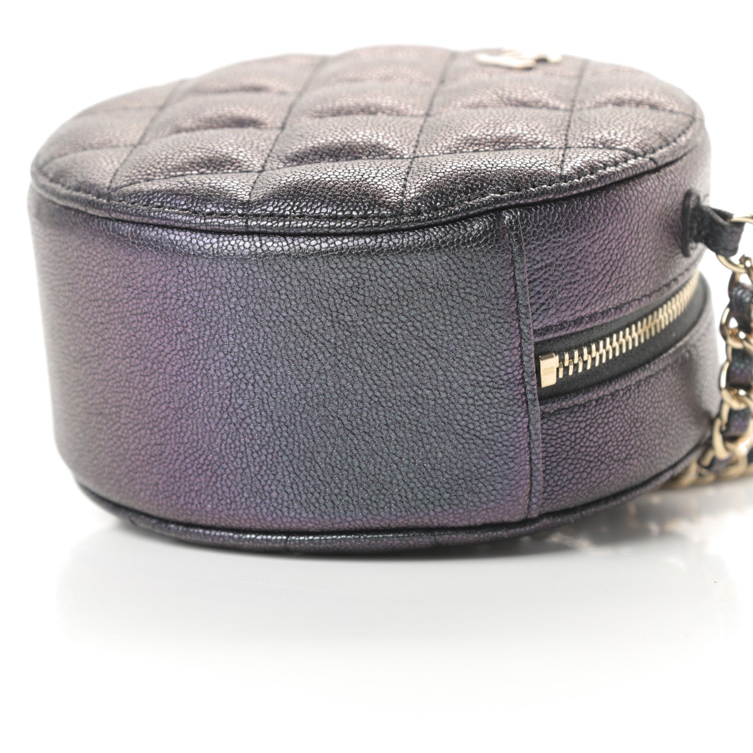Chanel Iridescent Caviar Quilted Round Clutch With Chain Black 10 of 11