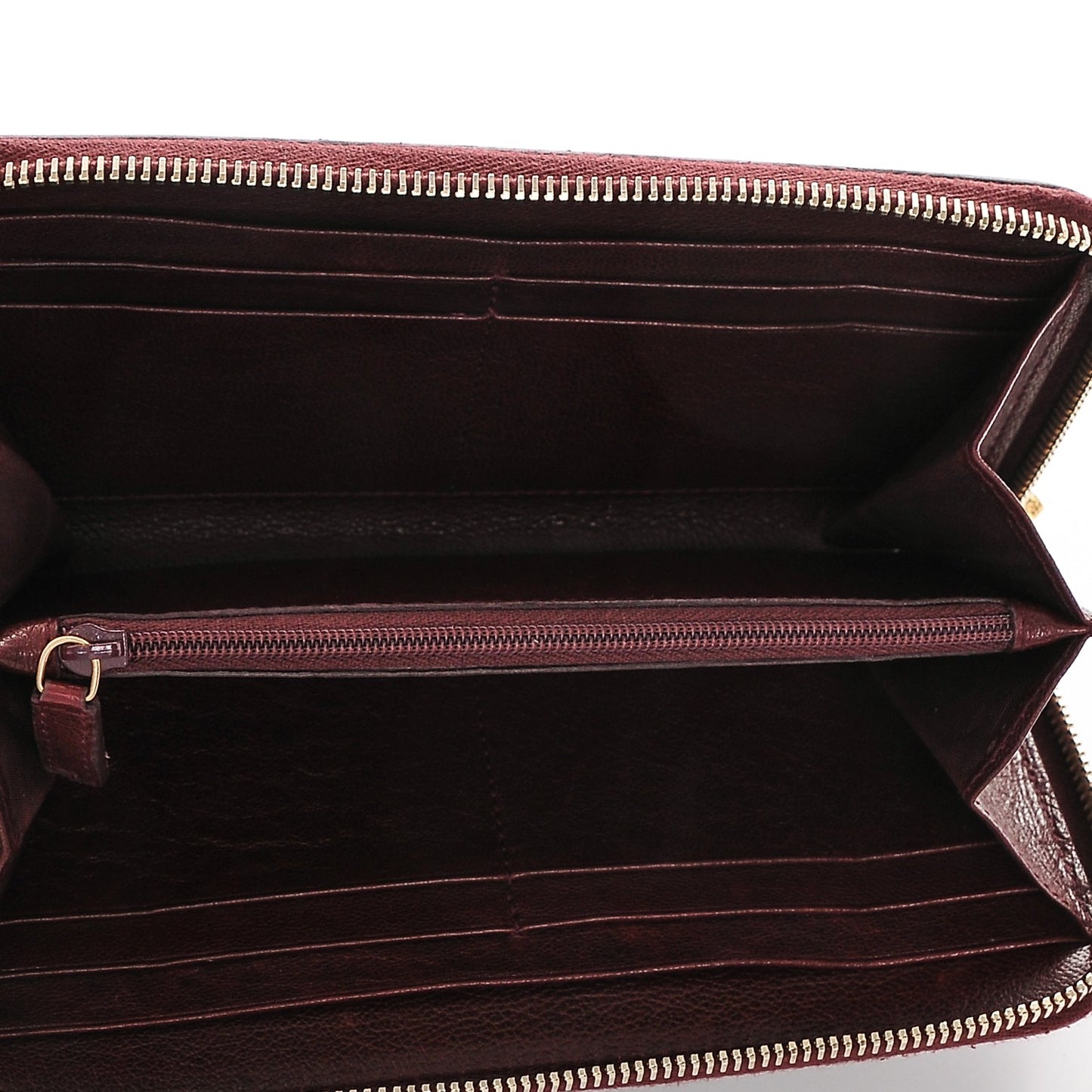 Calfskin Skull Continental Zip Wallet Oxblood