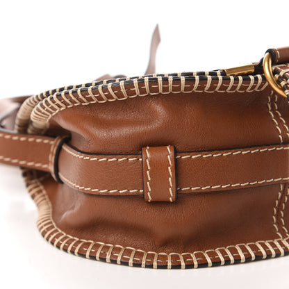 Chloe Suede Calfskin Stitched Small Marcie Round Crossbody Bag Tan 6 of 9