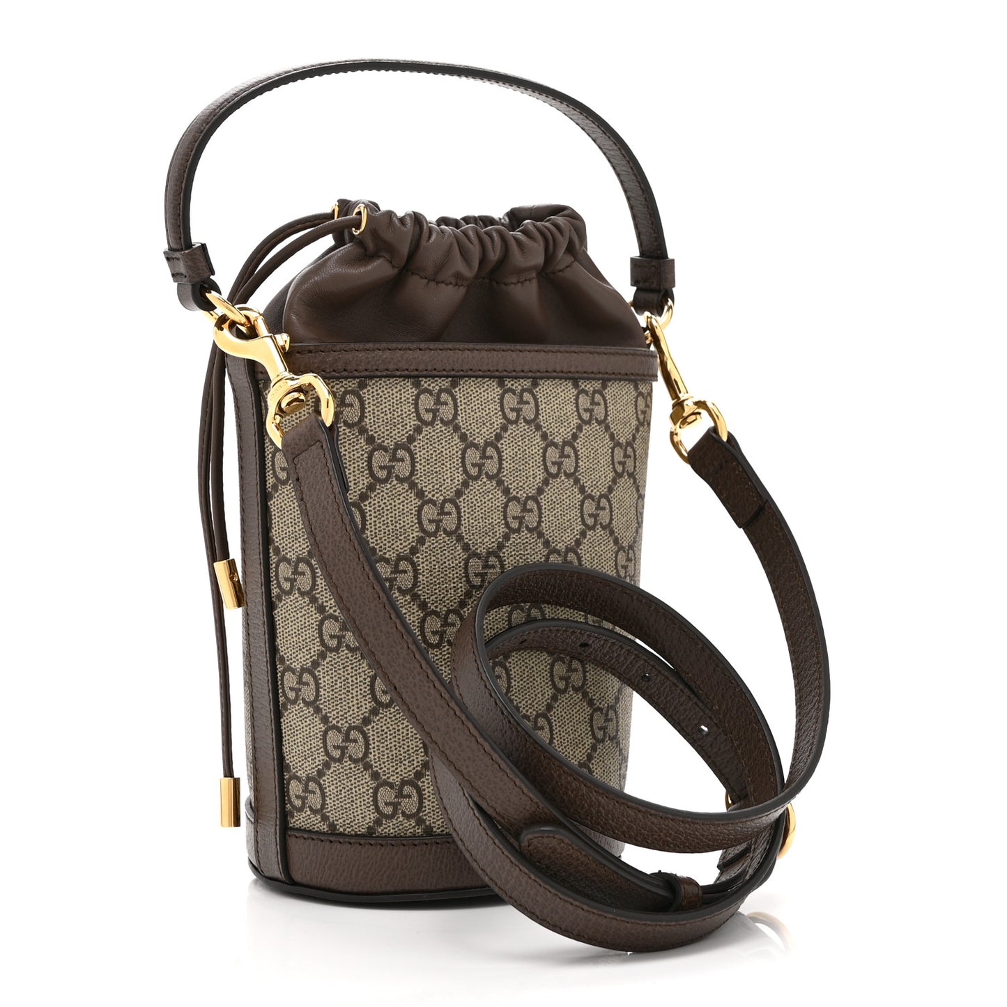 GG Supreme Monogram Ophidia Mini Bucket Bag Beige Ebony