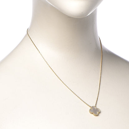 Van Cleef & Arpels 18K Yellow Gold Mother of Pearl Vintage Alhambra Pendant Necklace 2 of 8