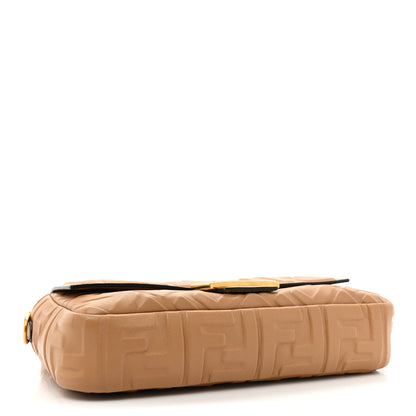 Fendi Nappa FF 1974 Embossed Baguette Miele Scuro 4 of 11