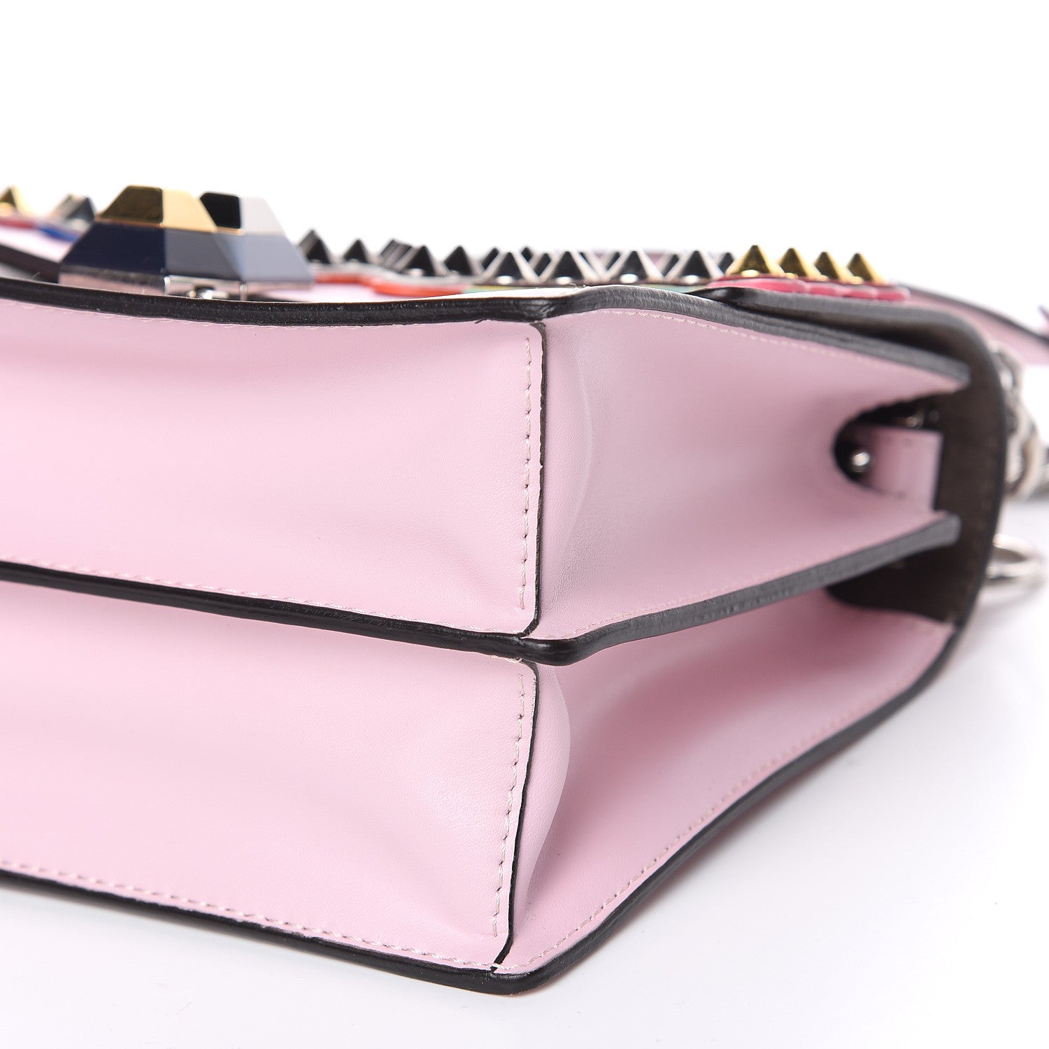 Fendi Vitello Liberty Fun Fair Metal Studded Small Kan I Shoulder Bag Peonia Multicolor 9 of 14