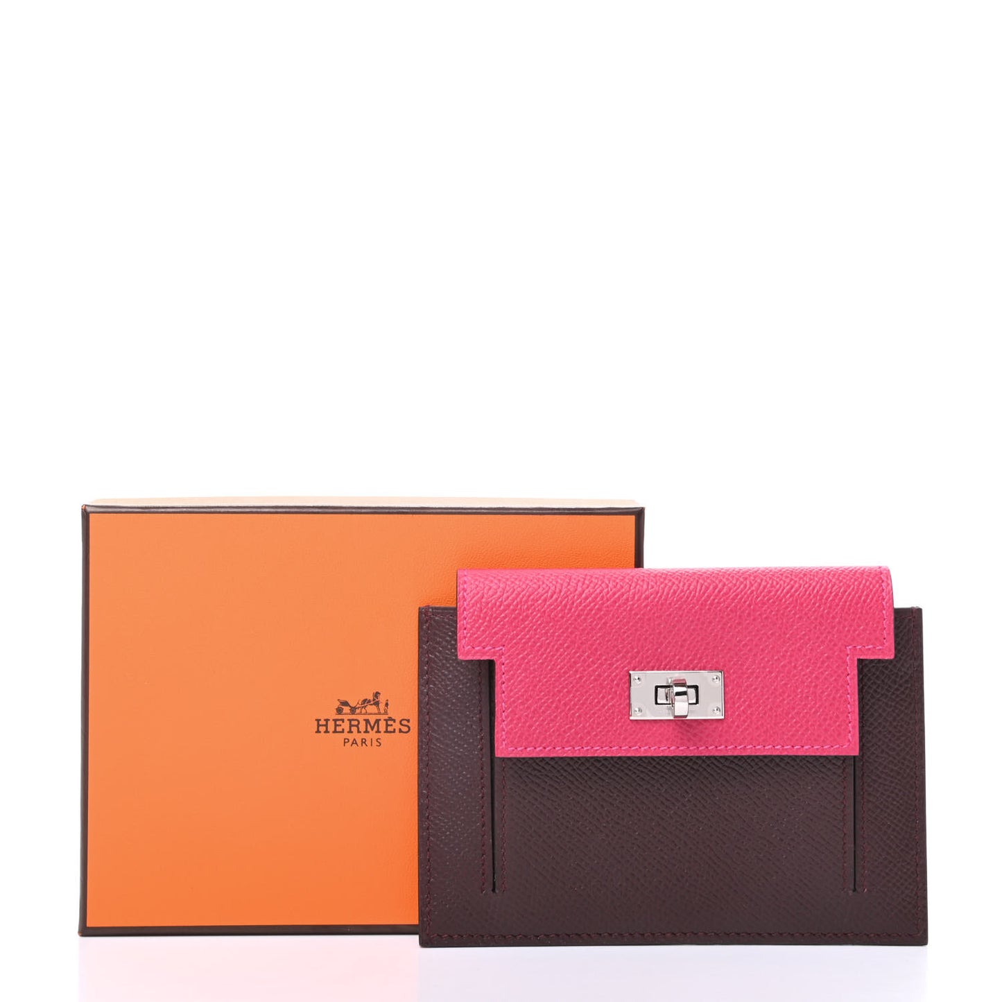 Epsom Kelly Pocket Compact Wallet Rouge Sellier Framboise Rose Shocking