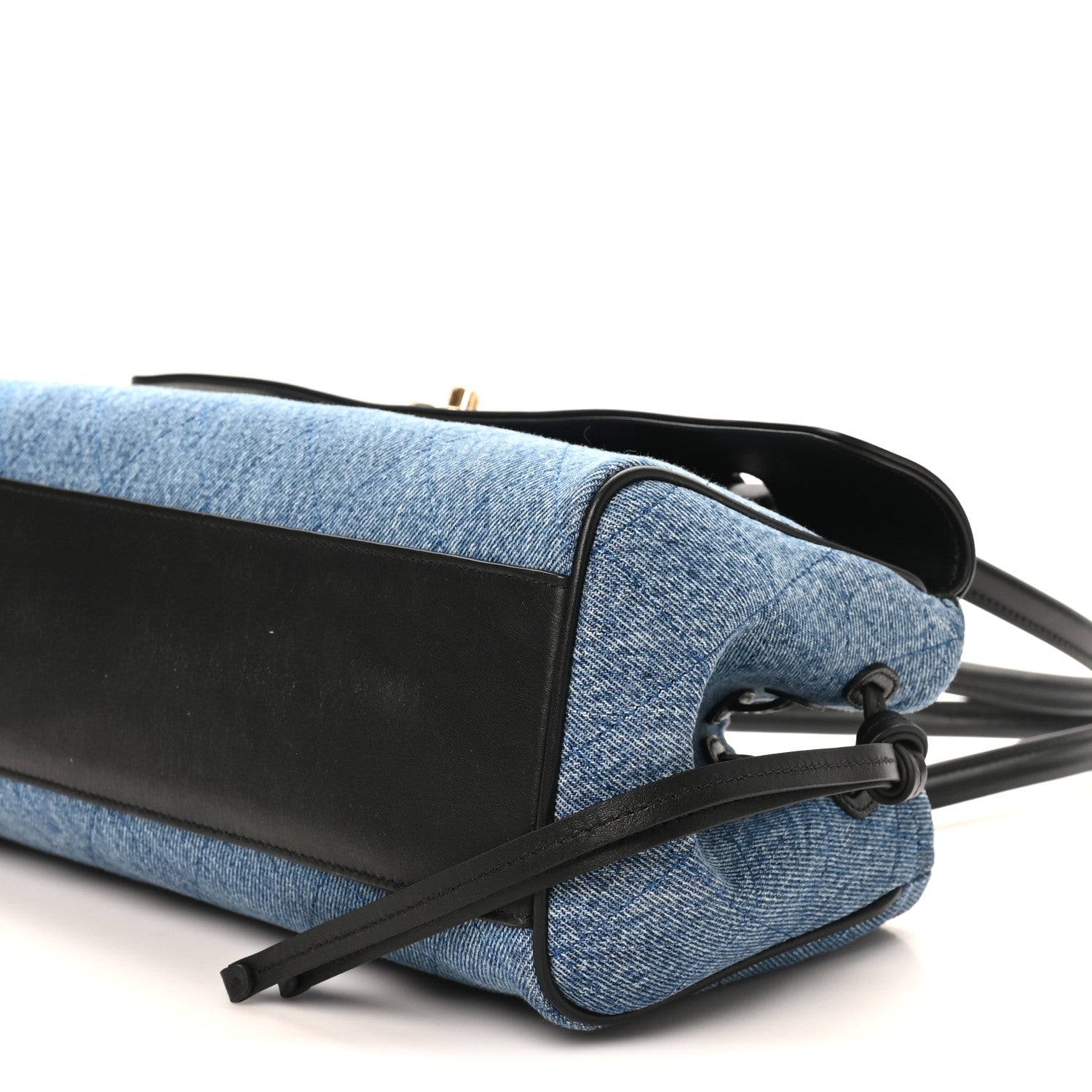 Chanel Calfskin Denim Stitched Urban Essentials Small Shopping Bag Blue Black 10 of 10