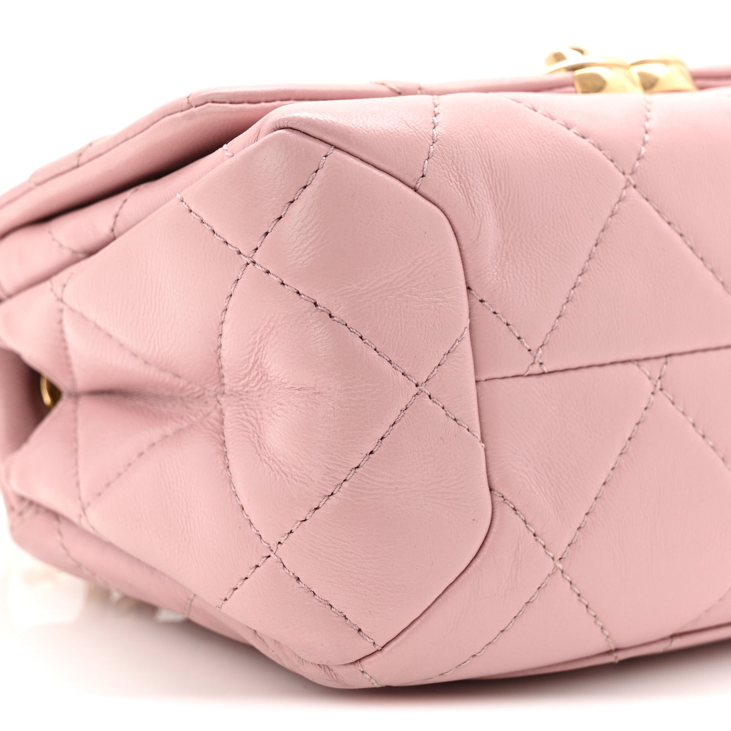Lambskin Quilted Mini Color Match Flap Light Pink