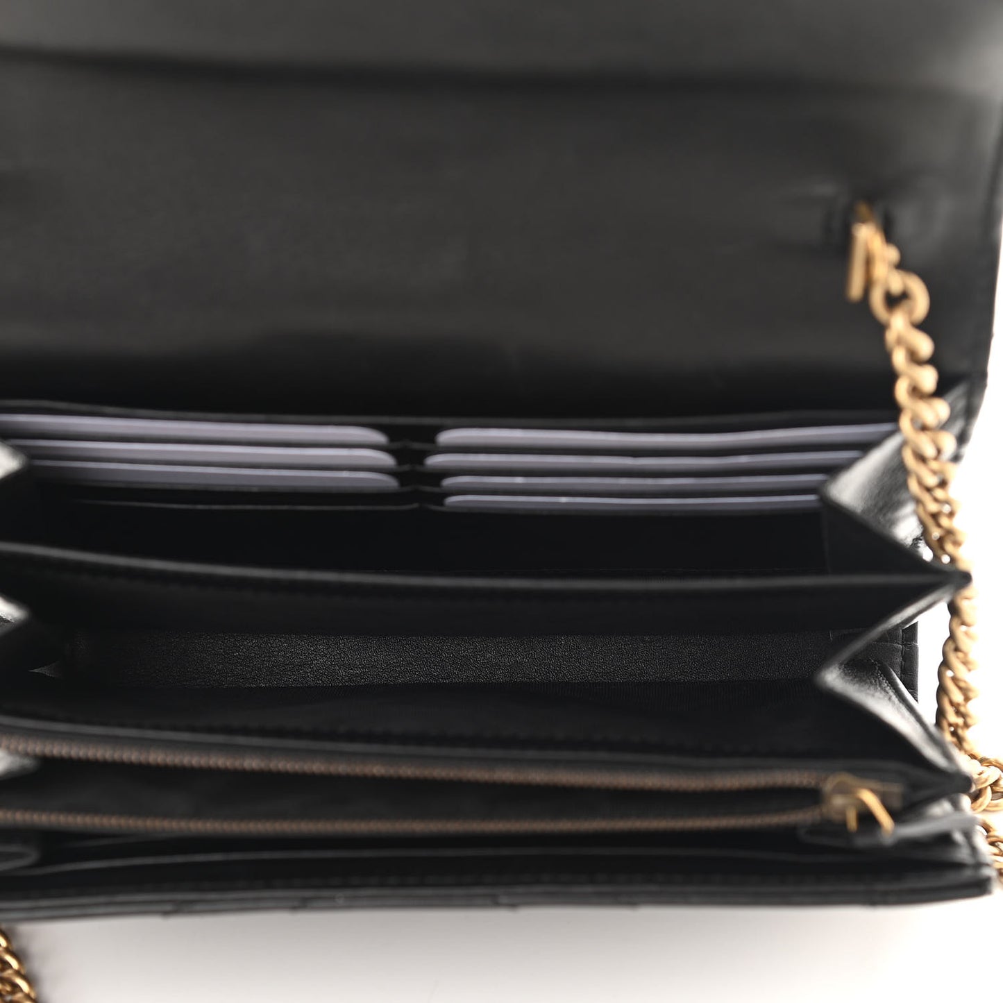 Calfskin Matelasse GG Marmont Chain Wallet Black