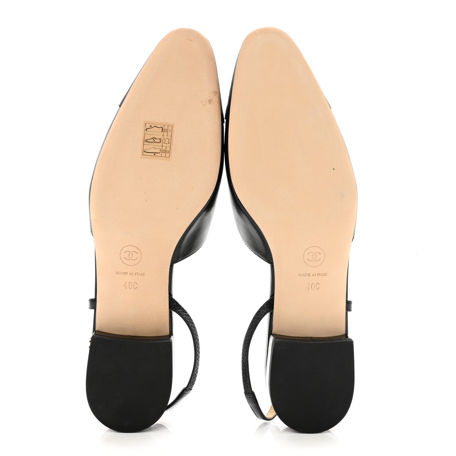 Chanel Goatskin Grosgrain Cap Toe CC Slingback Sandals 40 Black 6 of 9