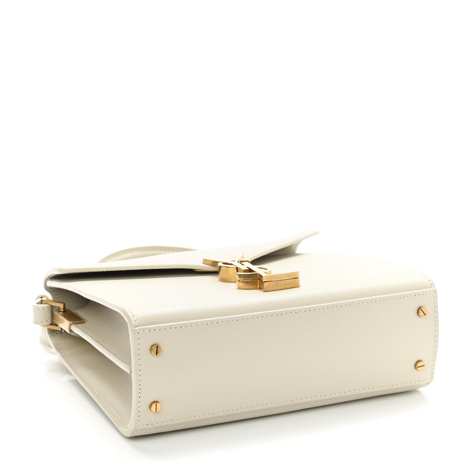 Saint Laurent Grain de Poudre Mini Classic Monogram Cassandra Top Handle Vintage White 4 of 11