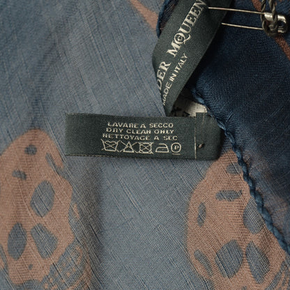 Alexander McQueen Silk Chiffon Skull Scarf Navy 5 of 6