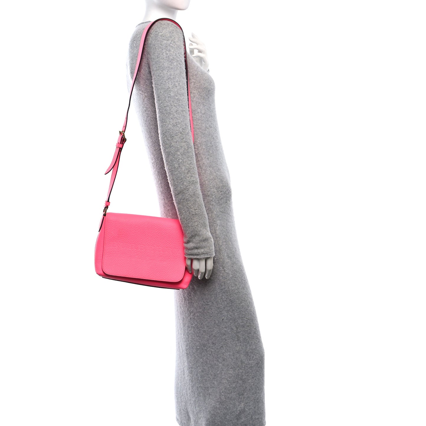 Calfskin Smooth Grain Small Burleigh Crossbody Bag Neon Pink