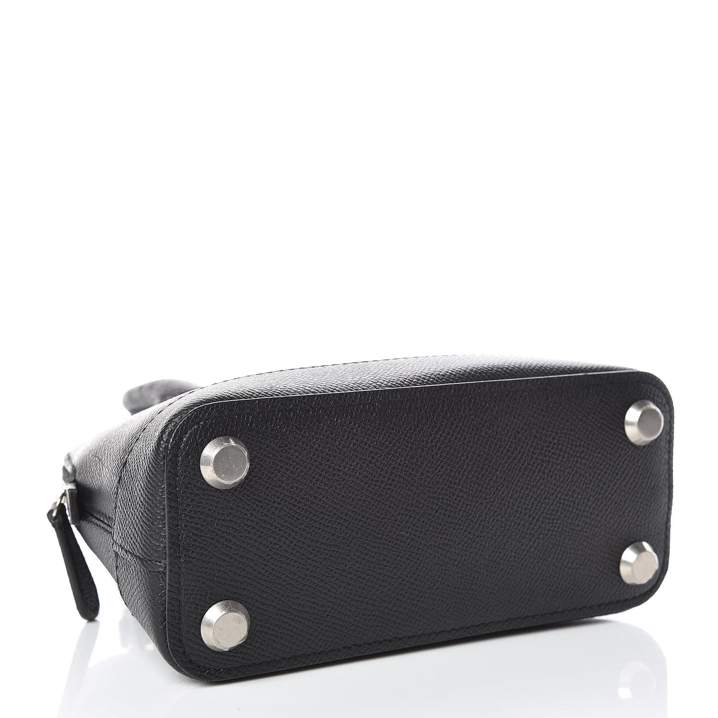 Signature Grained Calfskin Logo XXS Ville Top Handle Bag Black Rose Shocking