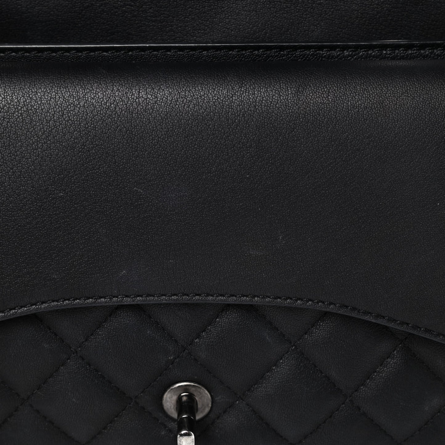Lambskin Quilted Large Natural CC Flap Black