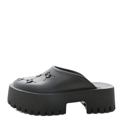 Gucci Rubber GG Monogram Perforated Elea Platform 55mm Lug Sole Sandals 36 Black 1 of 8