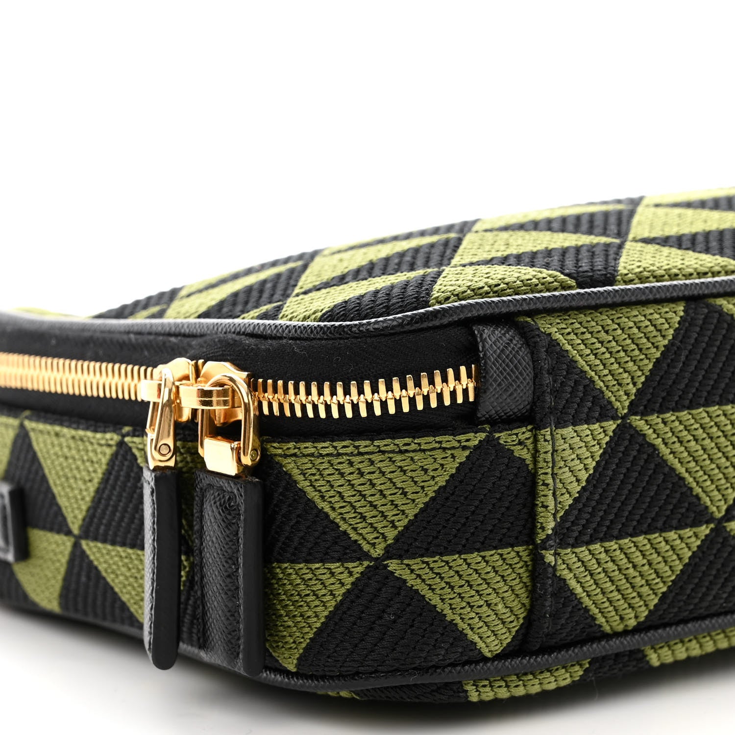 Prada Jacquard Saffiano Triangolo Symbole Embroidered Medium Shoulder Bag Black Edera 10 of 12