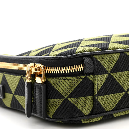 Prada Jacquard Saffiano Triangolo Symbole Embroidered Medium Shoulder Bag Black Edera 10 of 12