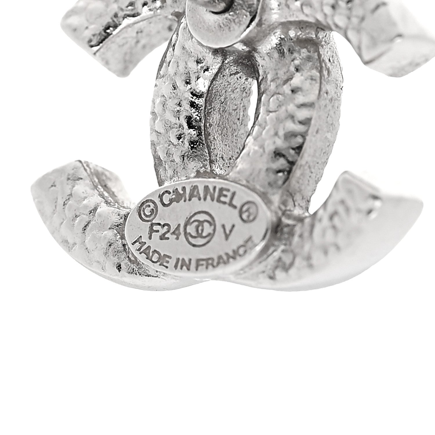 Chanel Metal Crystal CC Earrings Silver 4 of 5