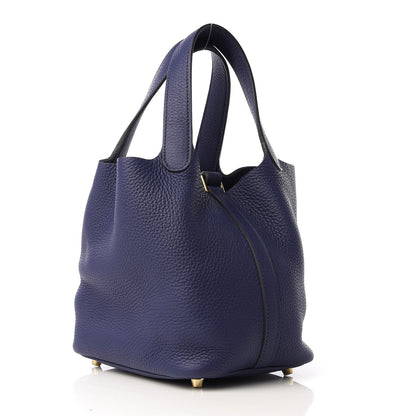 Hermes Taurillon Clemence Picotin Lock 18 PM Bleu Encre 2 of 8