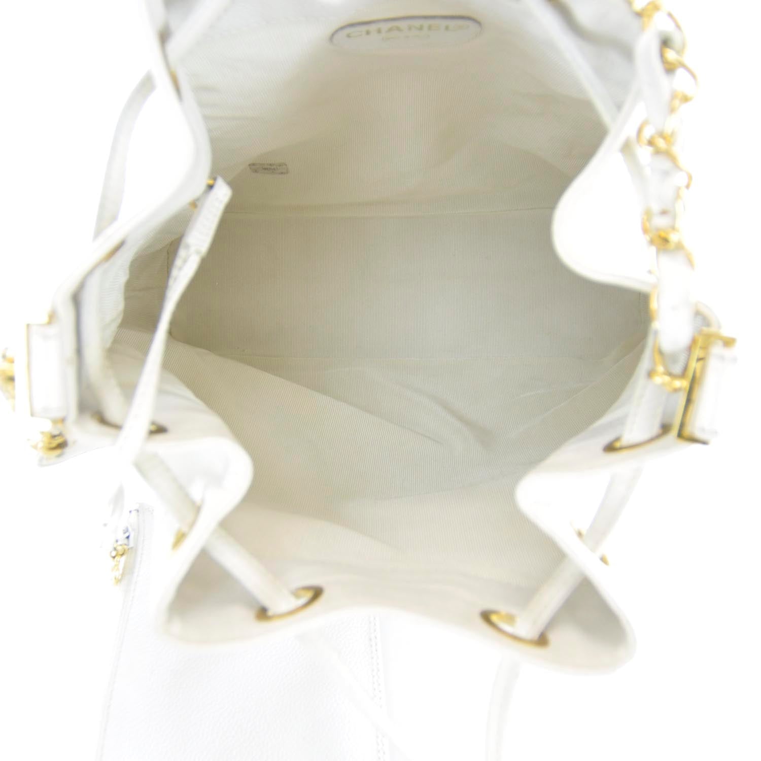 Chanel Caviar Drawstring Shoulder Bag White 10 of 10