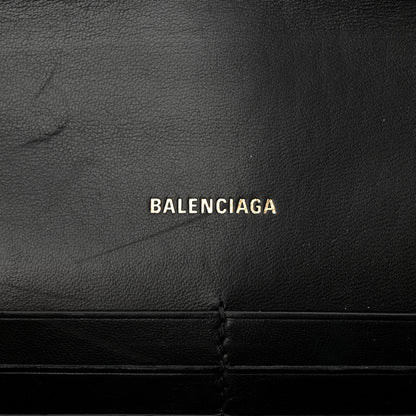 Balenciaga Shiny Calfskin Crocodile Embossed B Continental Chain Bag Black 7 of 10