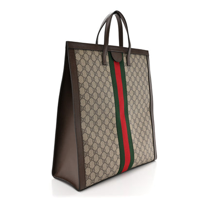 Gucci GG Supreme Monogram Web Ophidia Vertical Tote Brown 3 of 14