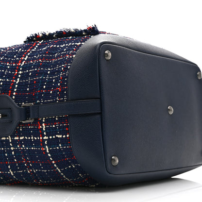 Chanel Tweed Large Trip Bowling Bag  Navy Burgundy 9 of 10