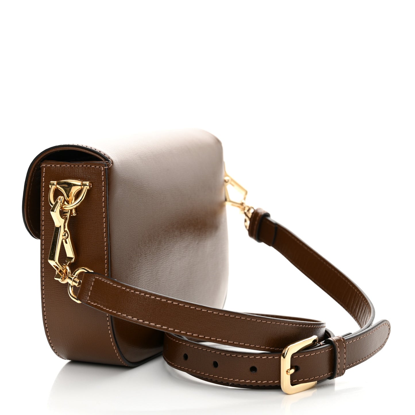 Azalea Calfskin Web Mini Horsebit 1955 Shoulder Bag Brown Sugar