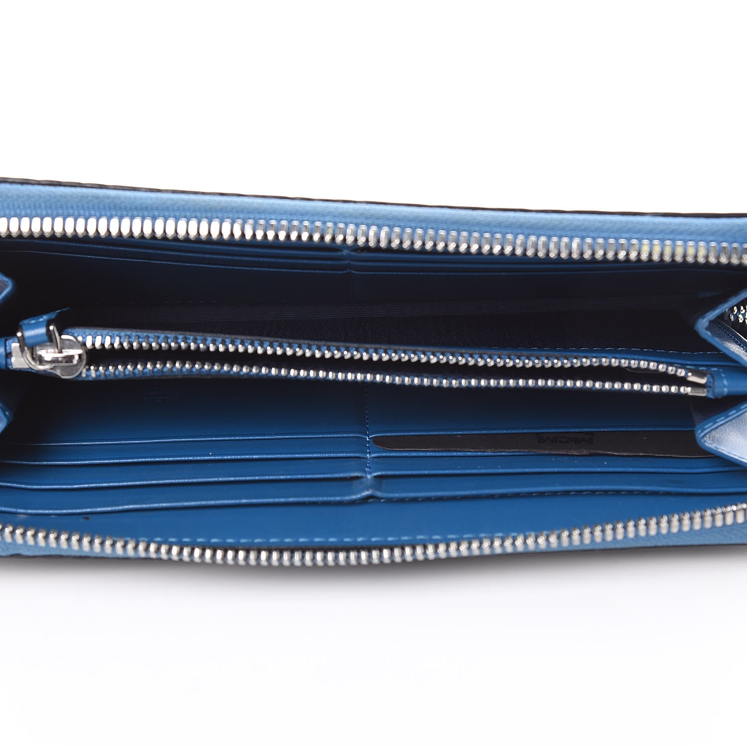 MCM Visetos Large Zip Around Wallet Black Blue 5 of 11
